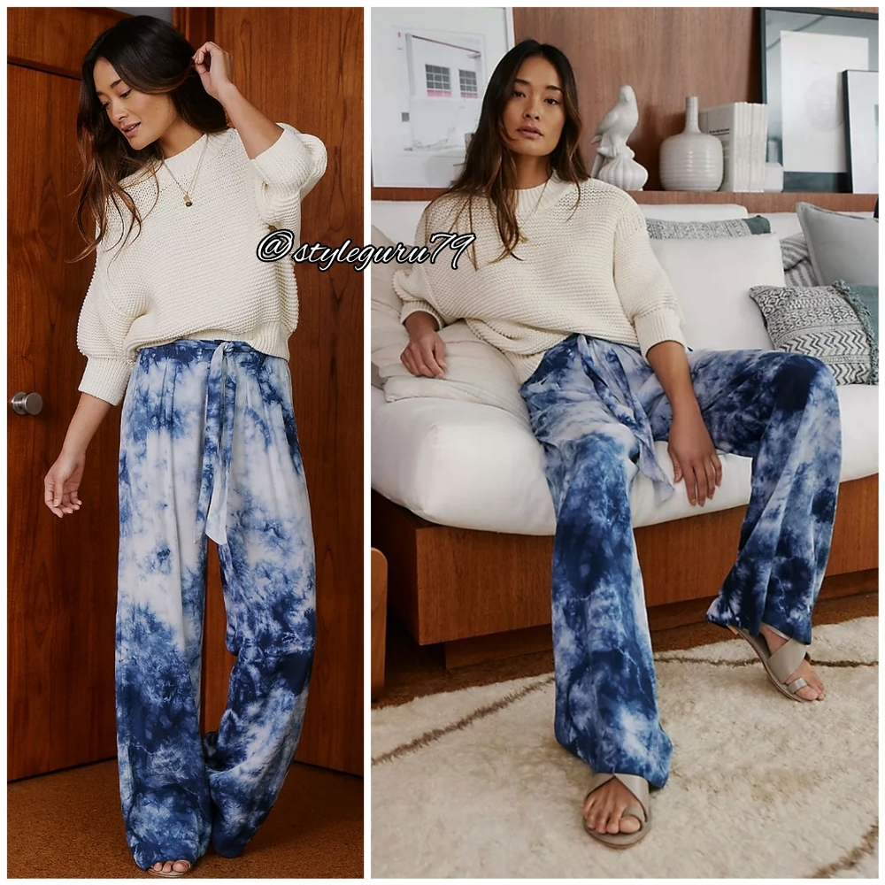 NWT, Anthropologie, Cloth & Stone Venice Tie Dye Wide-Leg Pants